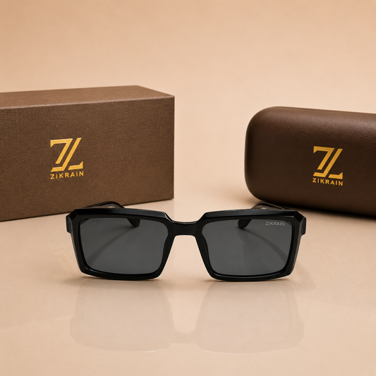 Zikrain Snap compact sunglasses in black acetate — product view 2