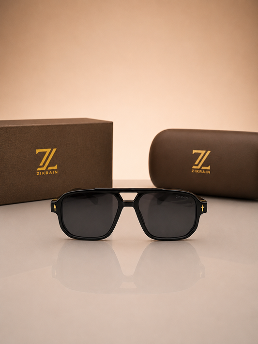 Zikrain Rizz bold statement sunglasses in black acetate — product view 2