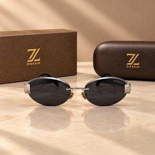 Zikrain Icy rimless oval sunglasses in silver-tone metal — product view 2