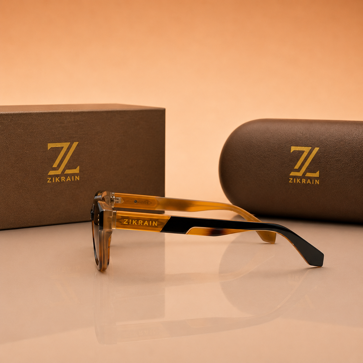 Zikrain Core minimal sunglasses in black acetate — product view 3