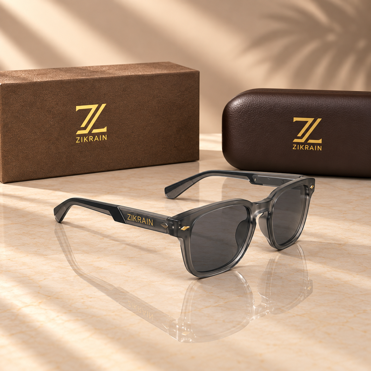Zikrain Halo rounded panto frosted grey acetate sunglasses — product view 3