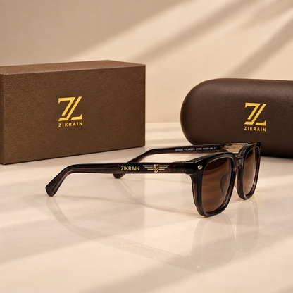 Zikrain Ember squared cognac-brown acetate sunglasses — product view 3