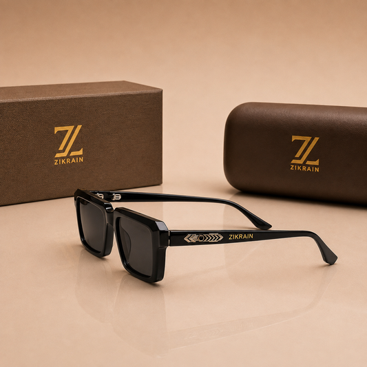 Zikrain Snap — compact sunglasses in black acetate with UV400 polarized lenses