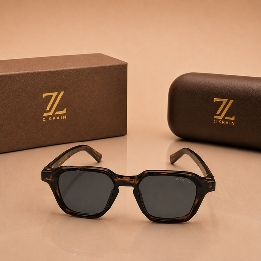 Zikrain Safari — rounded-square tortoiseshell sunglasses with UV400 polarized lenses