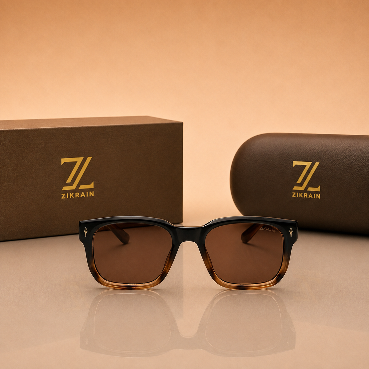 Zikrain Core minimal sunglasses in black acetate — product view 2