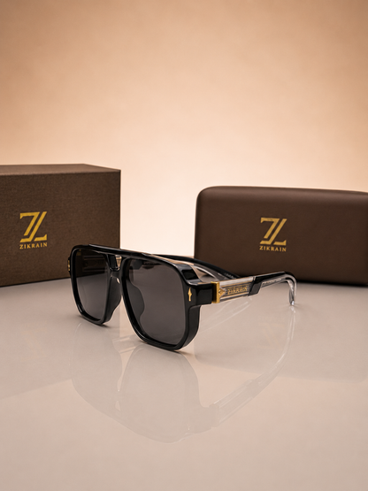 Zikrain Rizz — bold statement sunglasses in black acetate with UV400 polarized lenses