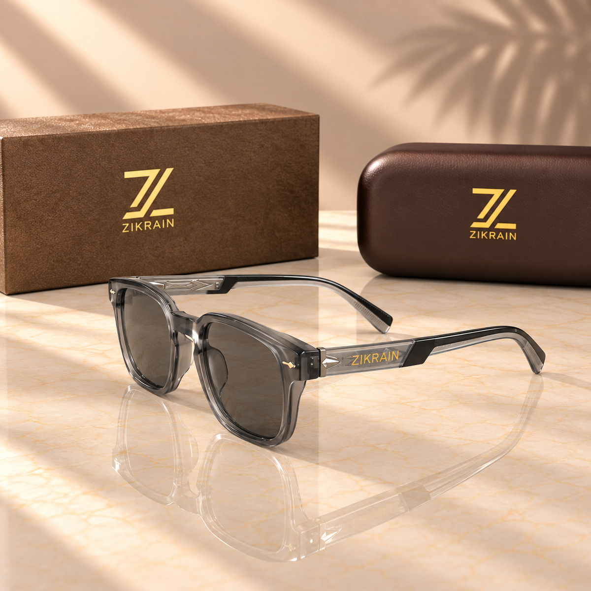 Zikrain Halo rounded panto frosted grey acetate sunglasses — product view 4