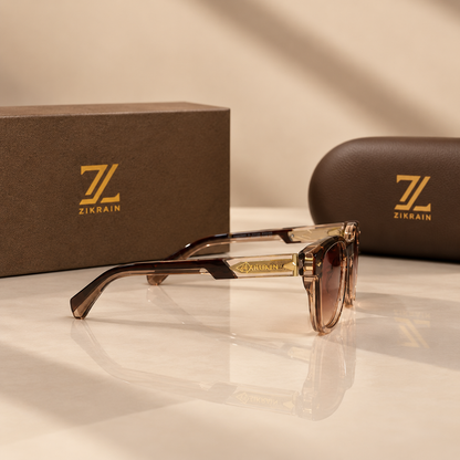 Zikrain Fade two-tone tortoise and champagne rounded square sunglasses — product view 4