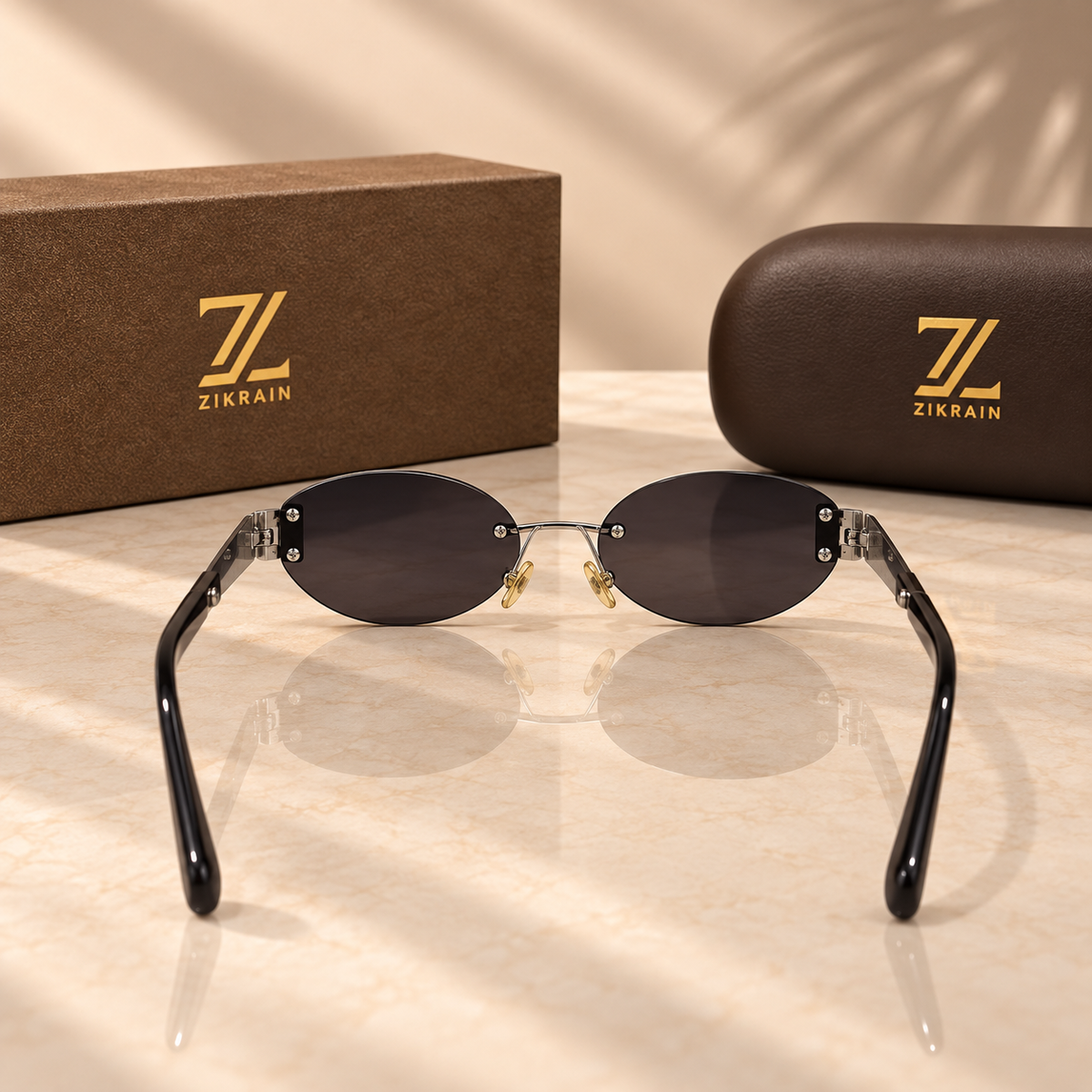 Zikrain Icy rimless oval sunglasses in silver-tone metal — product view 3