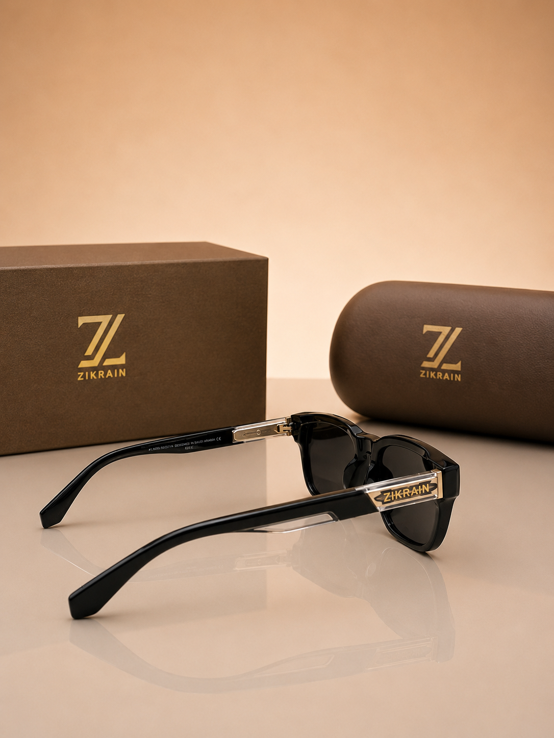 Zikrain Blaze bold angular sunglasses in black acetate — product view 3