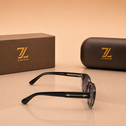 Zikrain Lit geometric sunglasses in black acetate — product view 3