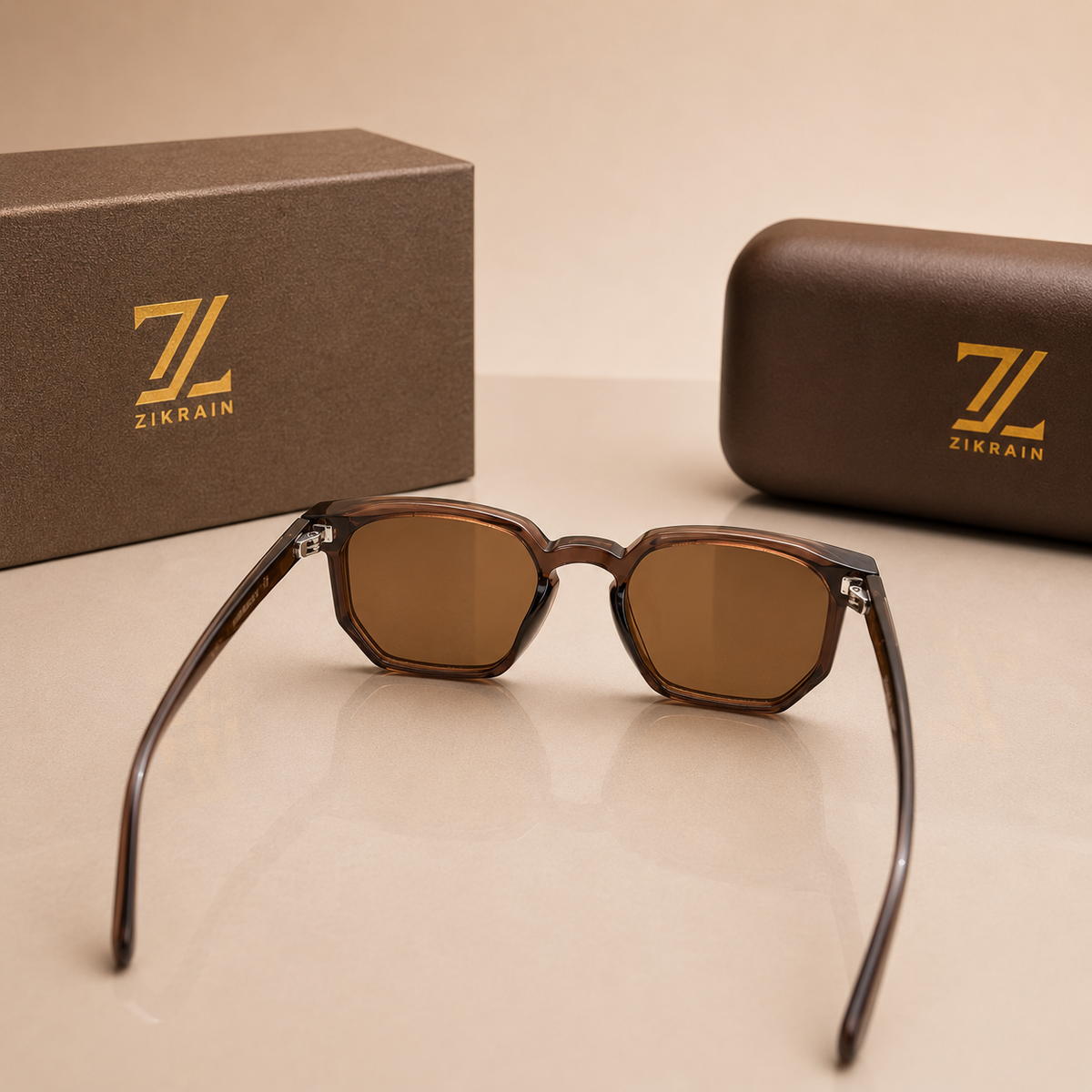 Zikrain Yusla vintage sunglasses in brown acetate — product view 4
