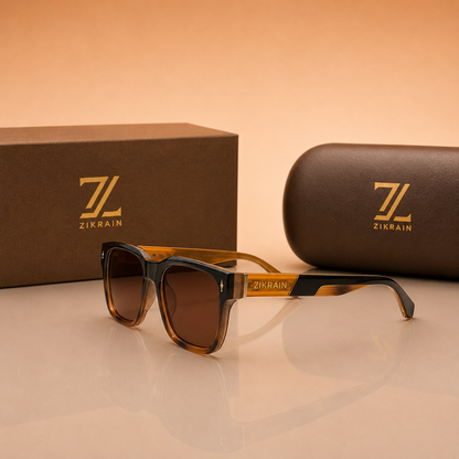 Zikrain Core — minimal sunglasses in black acetate with UV400 polarized lenses