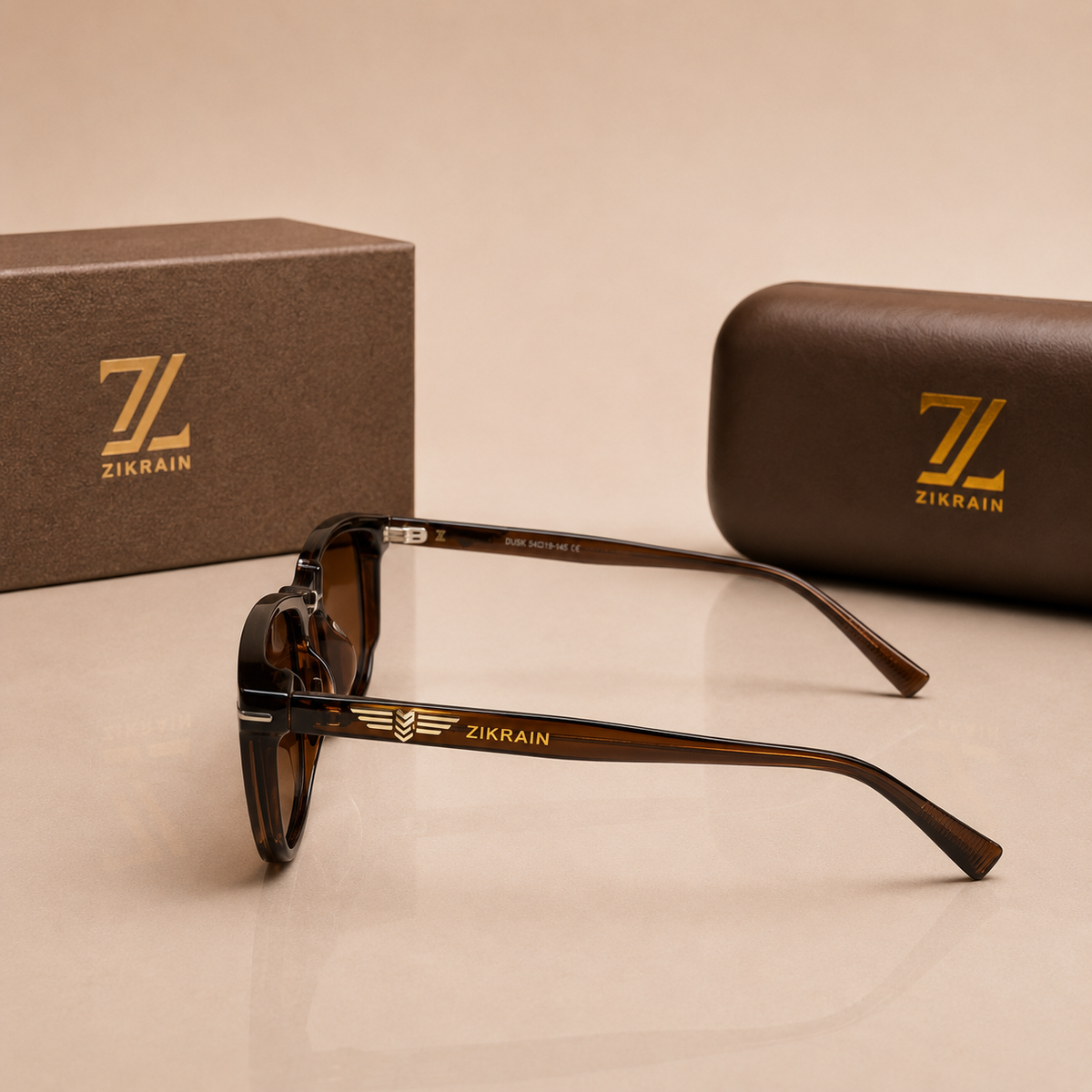 Zikrain Yusla vintage sunglasses in brown acetate — product view 3