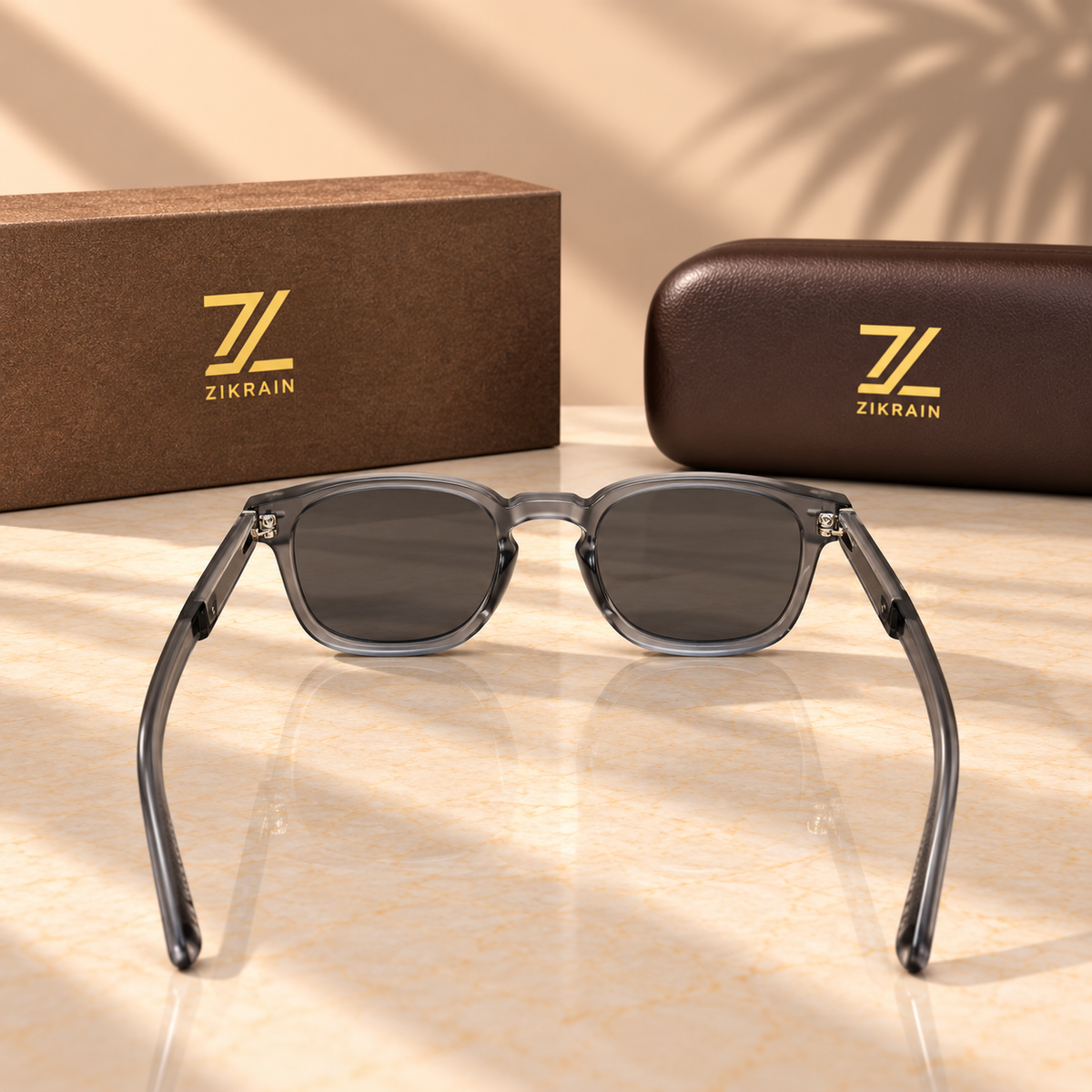 Zikrain Halo rounded panto frosted grey acetate sunglasses — product view 2