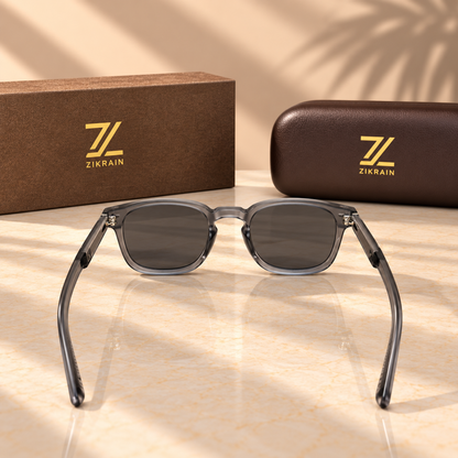 Zikrain Halo rounded panto frosted grey acetate sunglasses — product view 2