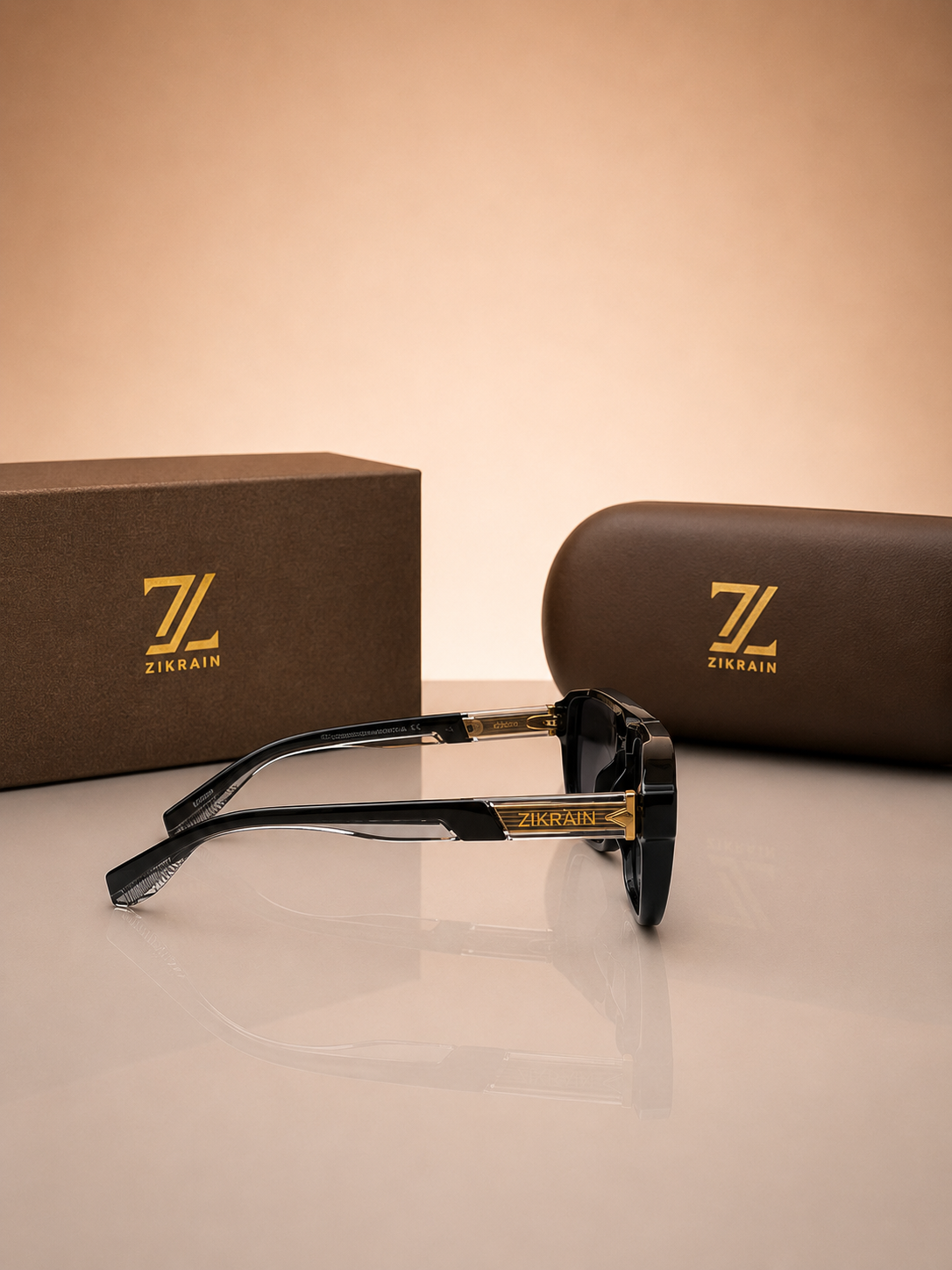 Zikrain Rizz bold statement sunglasses in black acetate — product view 3