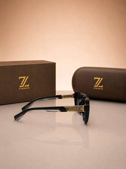 Zikrain Rizz bold statement sunglasses in black acetate — product view 3