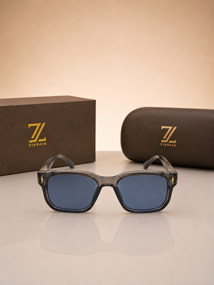 Zikrain Edge angular sunglasses in black acetate — product view 2