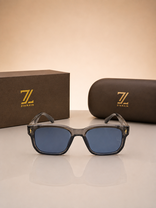 Zikrain Edge angular sunglasses in black acetate — product view 2