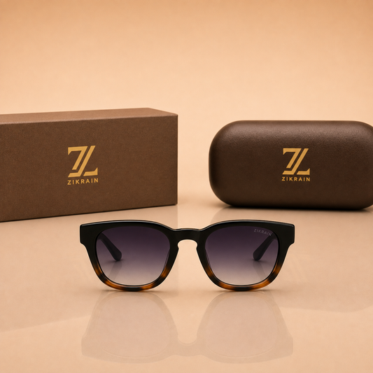 Zikrain Lit geometric sunglasses in black acetate — product view 2
