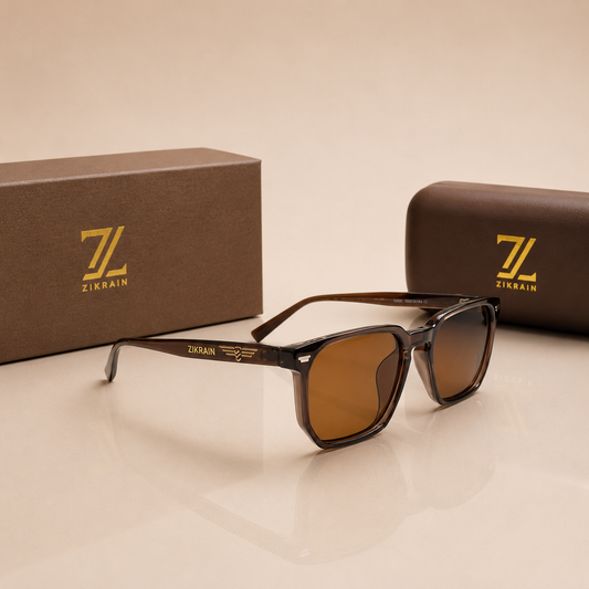 Zikrain Yusla — vintage sunglasses in warm brown acetate with UV400 polarized lenses