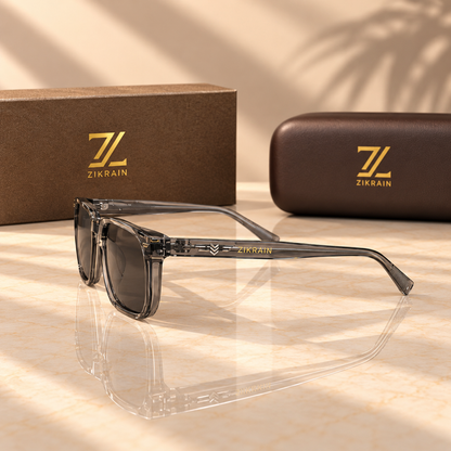 Zikrain Haze squared smoke-grey acetate sunglasses — product view 3