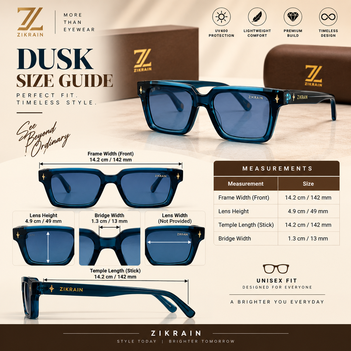 Dusk — Blue Rectangular Sunglasses