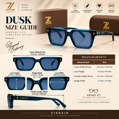 Dusk — Blue Rectangular Sunglasses