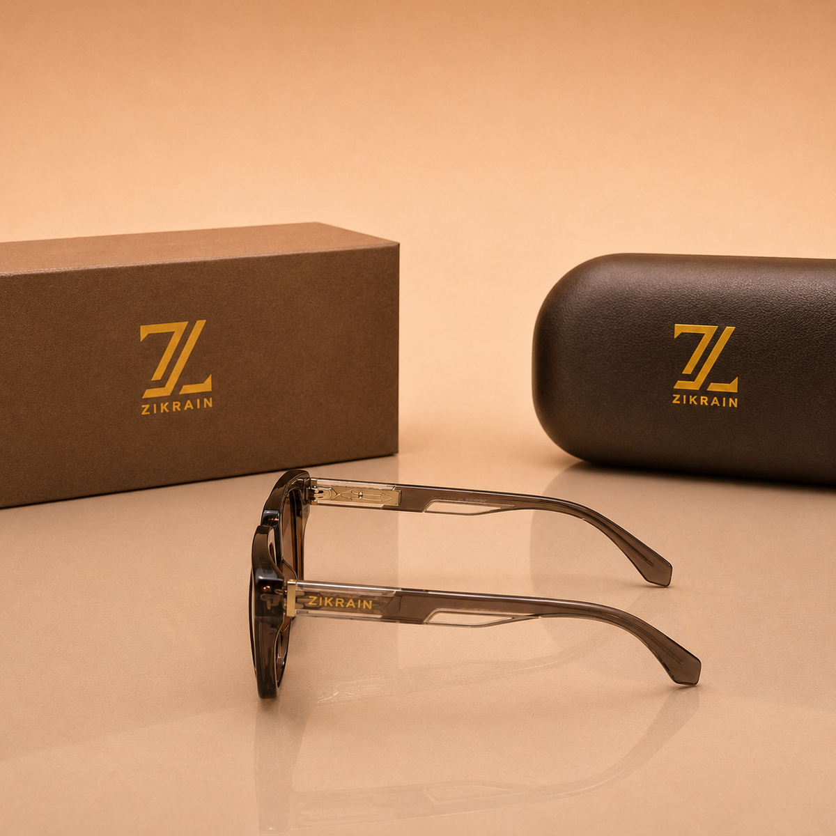 Zikrain Swag oversized sunglasses in black acetate — product view 3