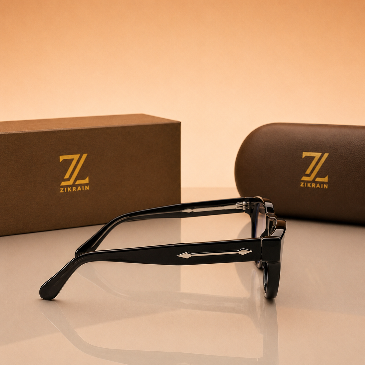 Zikrain Chill classic everyday sunglasses in black acetate — product view 3