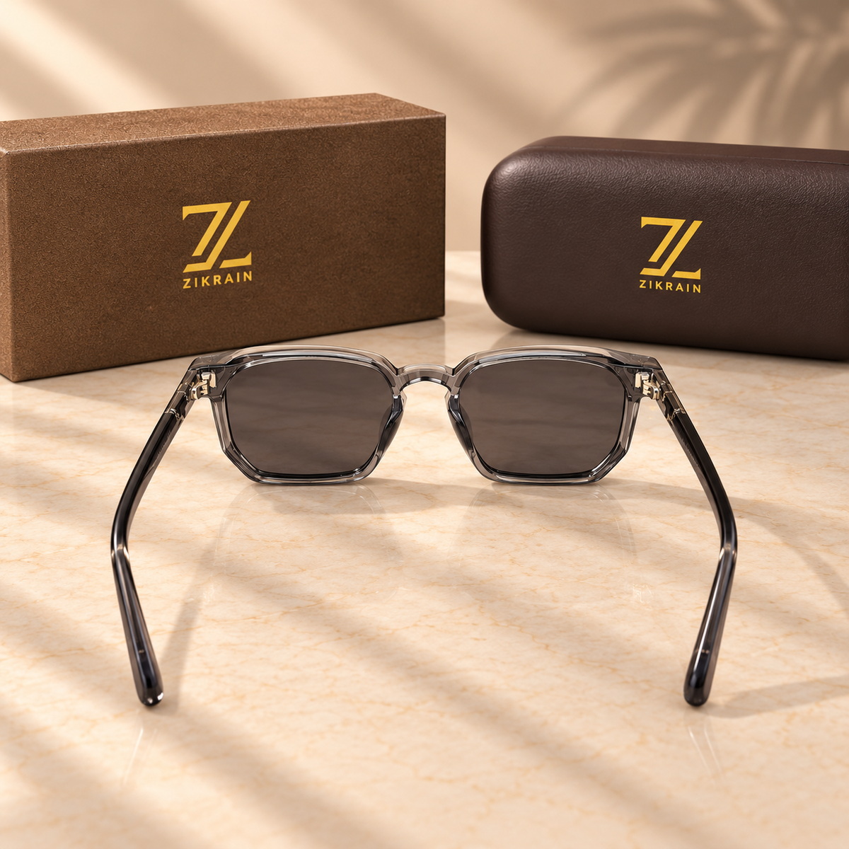 Zikrain Haze squared smoke-grey acetate sunglasses — product view 4