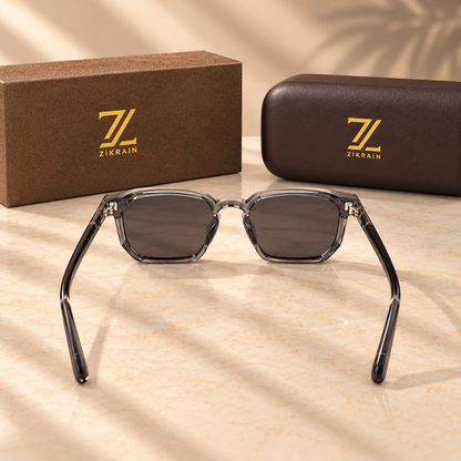 Zikrain Haze squared smoke-grey acetate sunglasses — product view 4