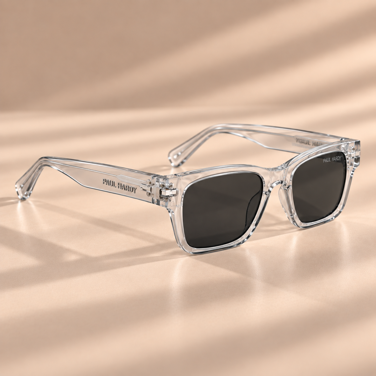 Zikrain Enigma clear crystal smoke sunglasses, detail view