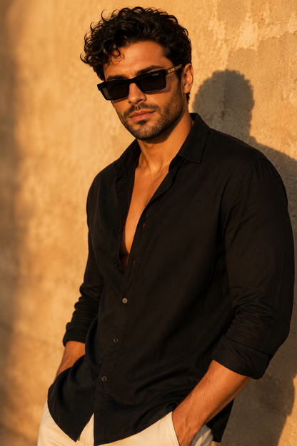 Zikrain Snap compact sunglasses in black acetate — view 5