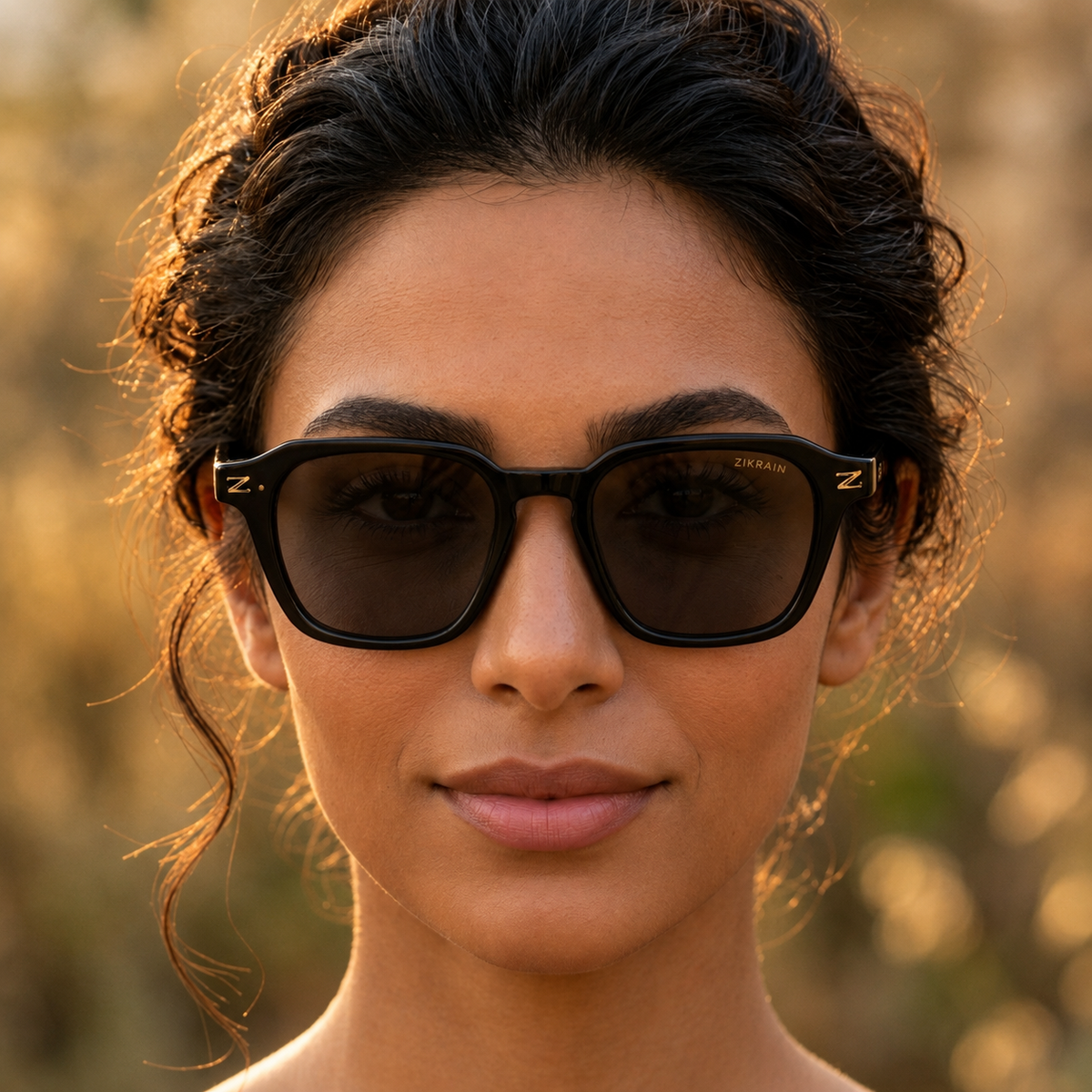 Zikrain Aura round sunglasses in black acetate — view 7