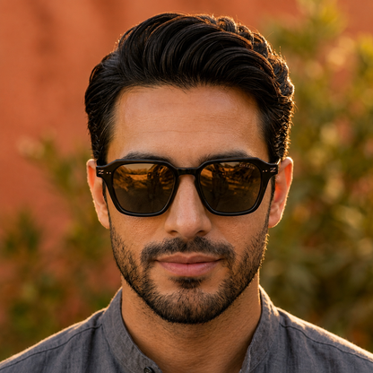 Zikrain Aura round sunglasses in black acetate — view 3
