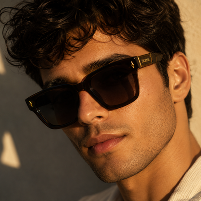 Zikrain Swag oversized sunglasses in black acetate — view 6