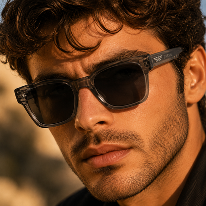 Zikrain Wave sport sunglasses in black acetate — view 4