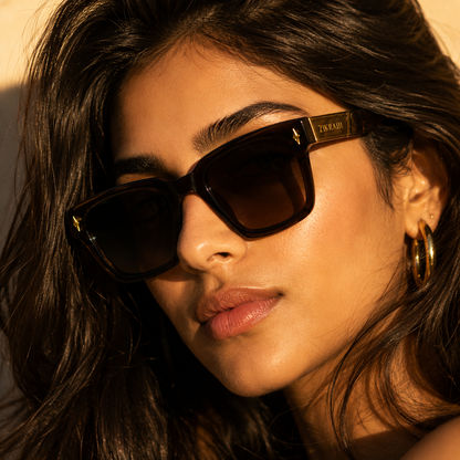 Zikrain Swag oversized sunglasses in black acetate — view 5