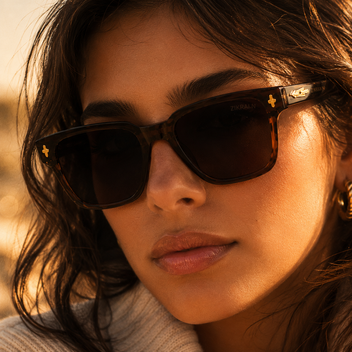 Zikrain Yusla vintage sunglasses in brown acetate — view 5