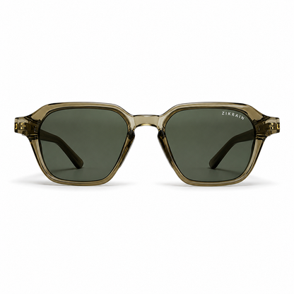 Zikrain Vibe — square sunglasses in black acetate with UV400 polarized lenses