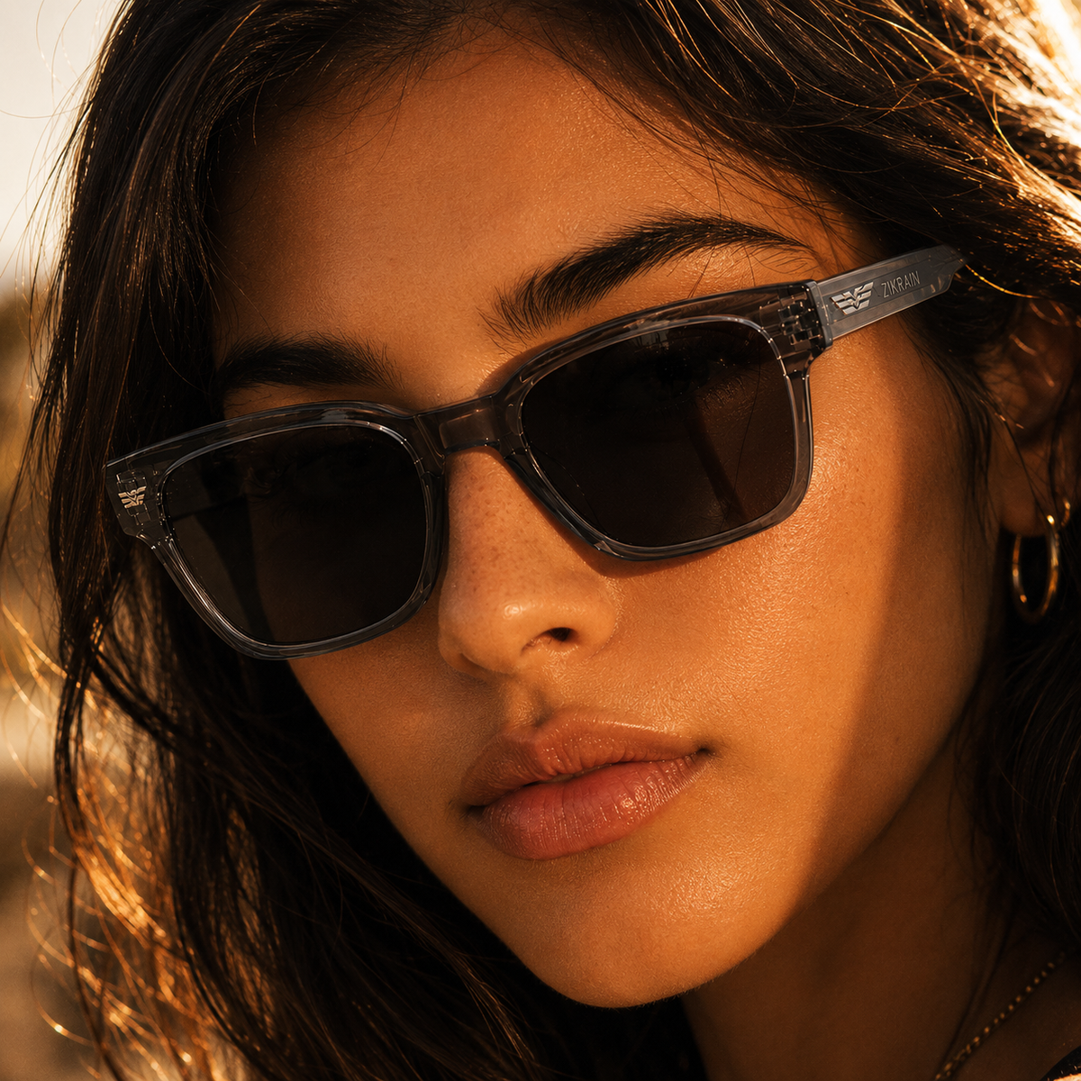 Zikrain Wave sport sunglasses in black acetate — view 5