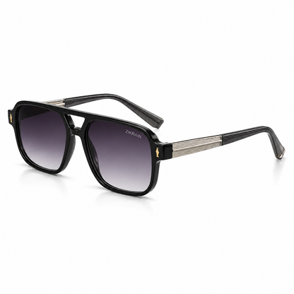 Zikrain Flex — rectangular sunglasses in black acetate with UV400 polarized lenses