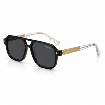Zikrain Rizz — bold statement sunglasses in black acetate with UV400 polarized lenses